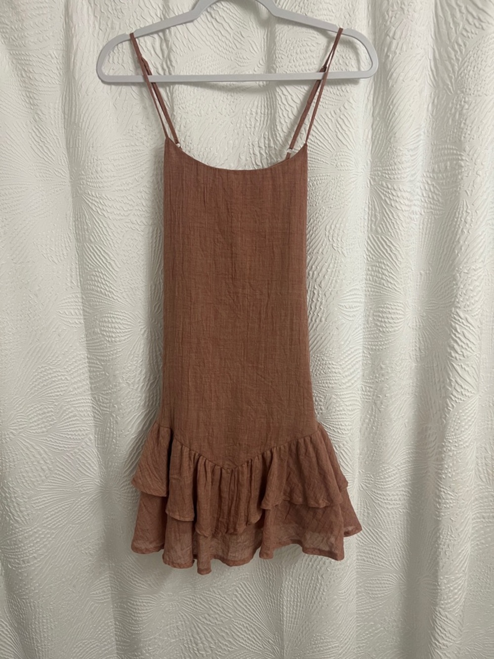 Women's Rust Ruffle Hem Slip Dress - Picture 7 of 7